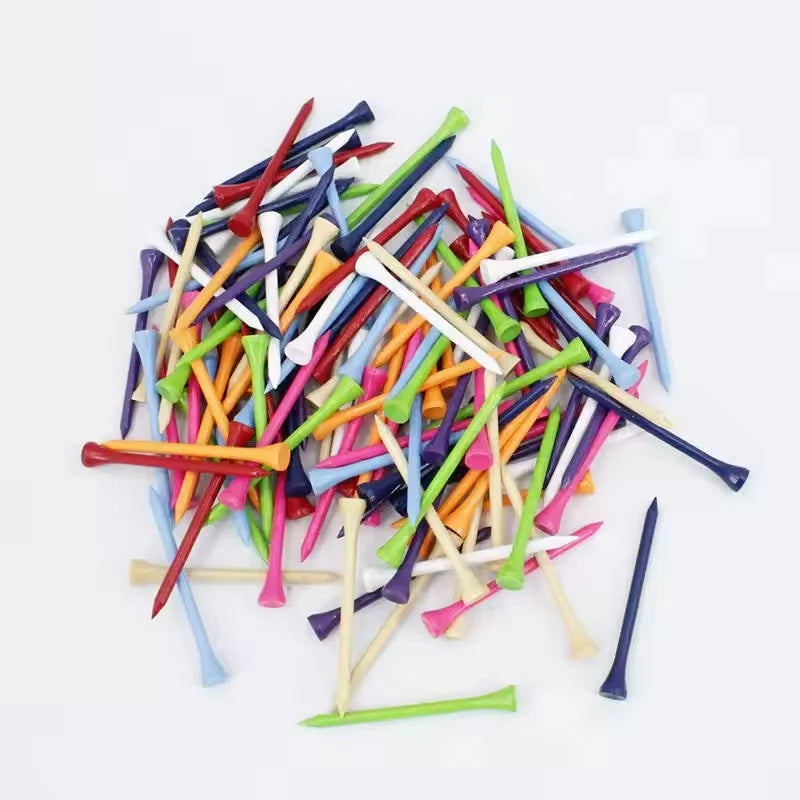 Golf tees in various sizes direct from the factory low resistance and durable can be made into logos multiple colors available