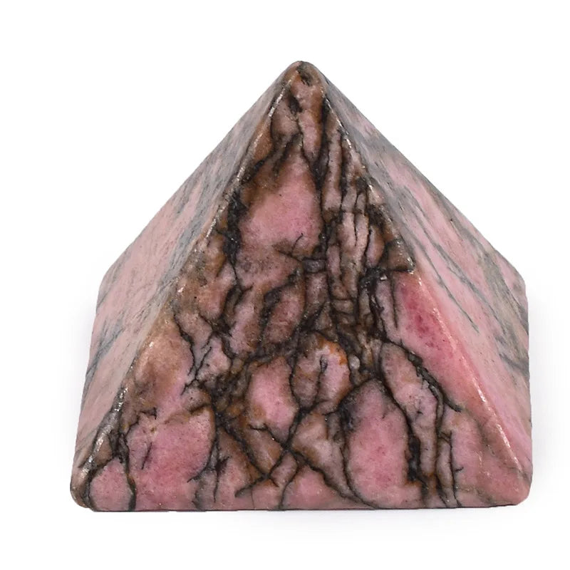 Huiying Engraved Pyramid Shaped Rhodonite Jasper Pyramid Stone Crafts