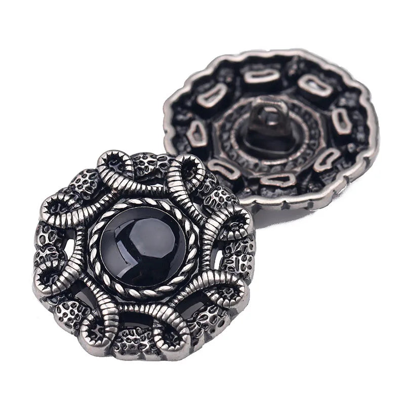 23mm Wholesale Ancient Gold and Silver Hollow Drip Oil Hand Stitch Alloy Buttons Woolen Coat Suit Dress Round Garment Button
