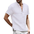 Wholesale Men Linen Shirt Plain Summer Casual Linen Solid Color Shirt t Shirt