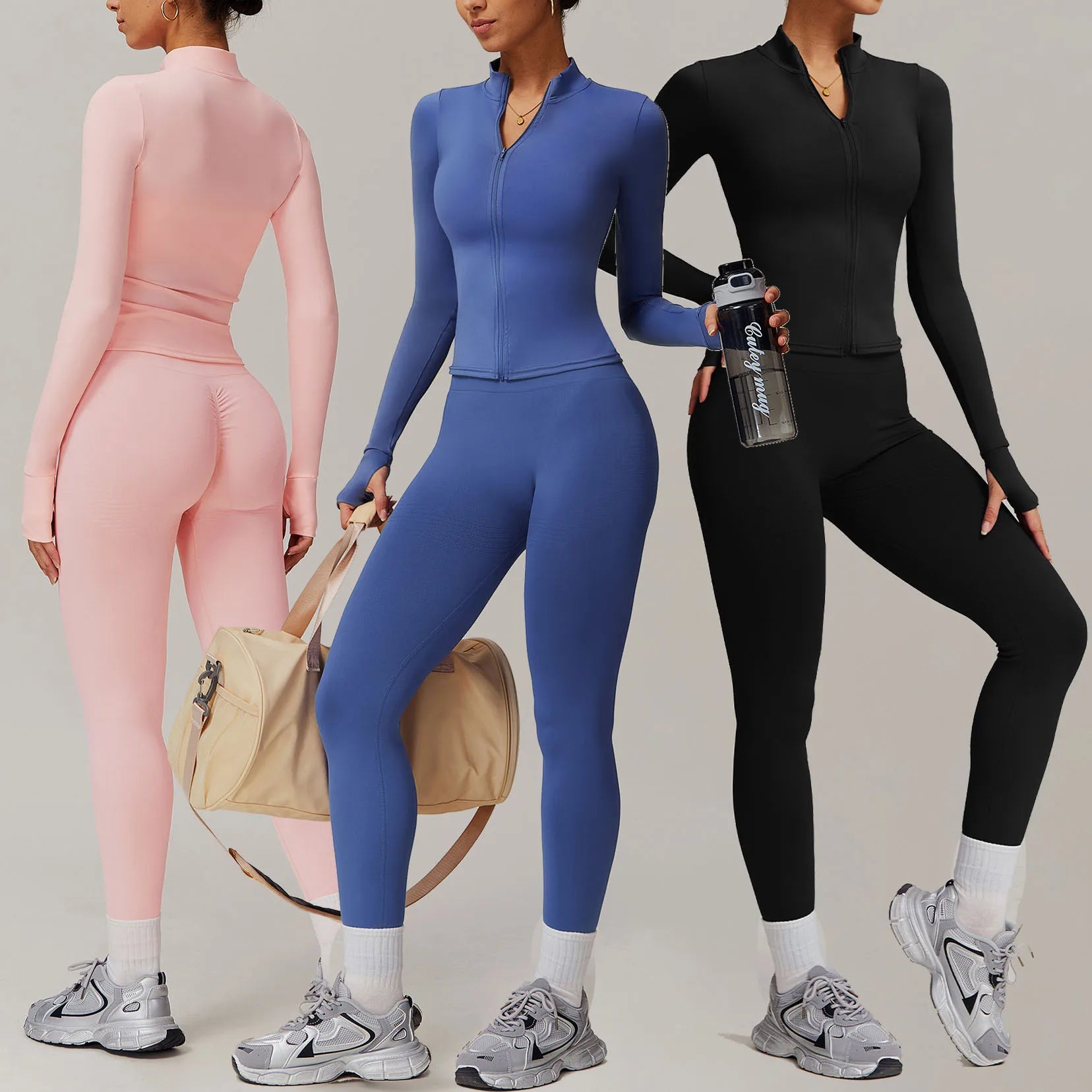 YIYI Winter Fashion High Waist Leggings Sets Athletic Suits High Stretchy Training Sets Girls Workout Sets for Women Long Sleeve