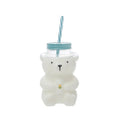 20oz Green Hat Teddy Bear Glass Cup Cute Honey Milk Bottles Water Bottle Glass Bear Coffee Cup with Hat Lid Straw Custom logo