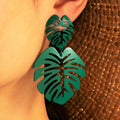 Wholesale Fashion Trendy Women Earrings Green Spring Leaf