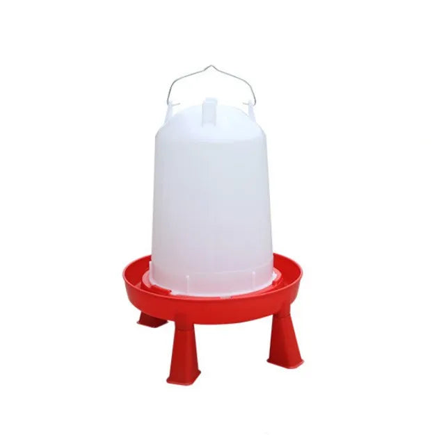 14L Red and White Portable Bird Water Feeder Poultry Drinker with Leg New Condition PP Plastic Material