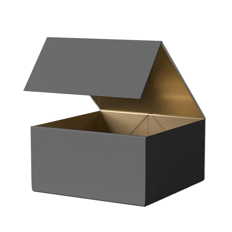 Luxury Magnetic Closure Gift Box Custom Flip Top Packaging Handmade From Premium Black Cardboard