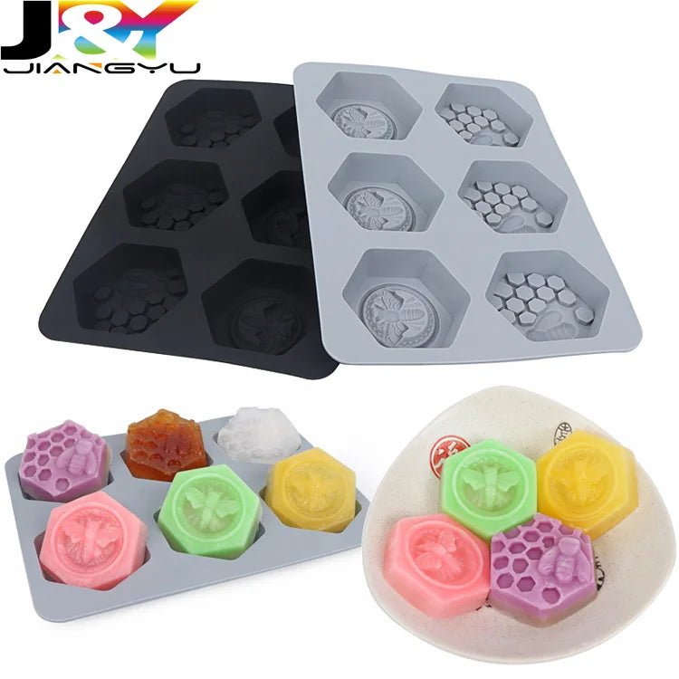 Wholesale Honeycomb 6 Cavity Silicone Soap Mold Also Can be Make Ice Cube Tray Chocolate Cake Candle DIY Homemade
