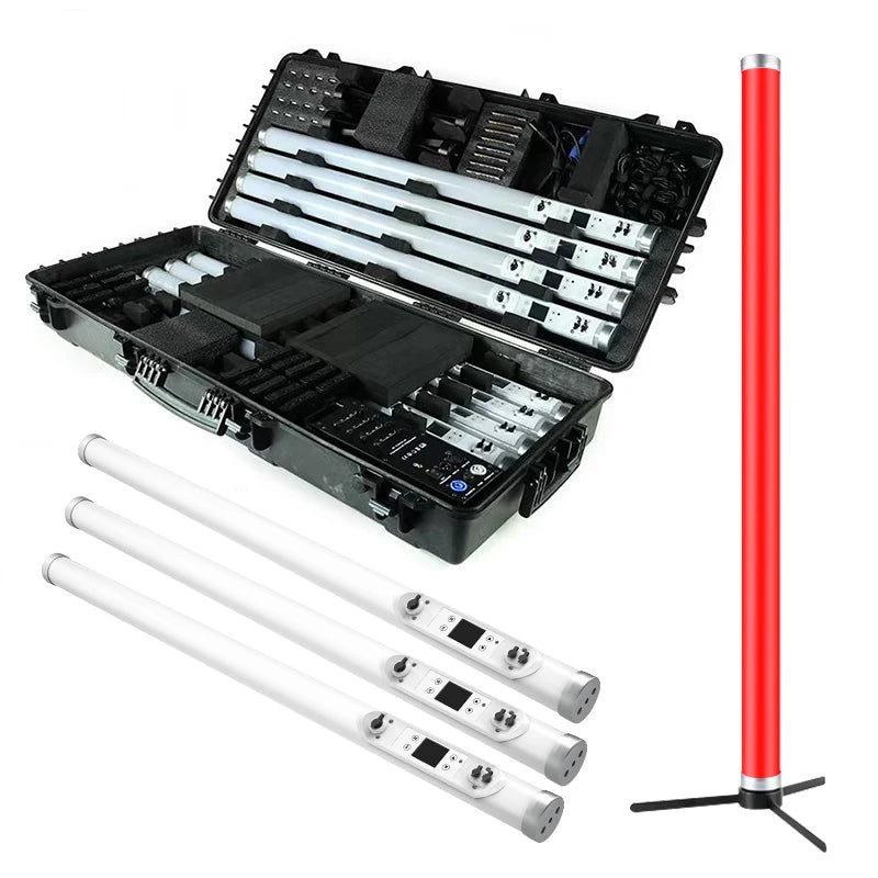 LED Tube Light Battery Operated Wireless Dmx Pixel Rgbw Stage Dj bar Light Event IP65 Party Remote Suitcase