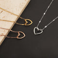 Hypoallergenic Waterproof Simple Stainless Steel Figaro Chain Heart Charm Pendant Necklaces for Women Gifts