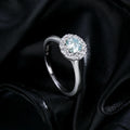 Luxury 925 Sterling Silver Rings Fine JewelryVVS1 Clarity Halo Teal Green Moissanite Ring for Women Engagement Wedding