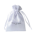 Custom Logo 9x12cm White Drawstring Satin Wedding Gift & Jewelry Favor Pouches Gift Bags