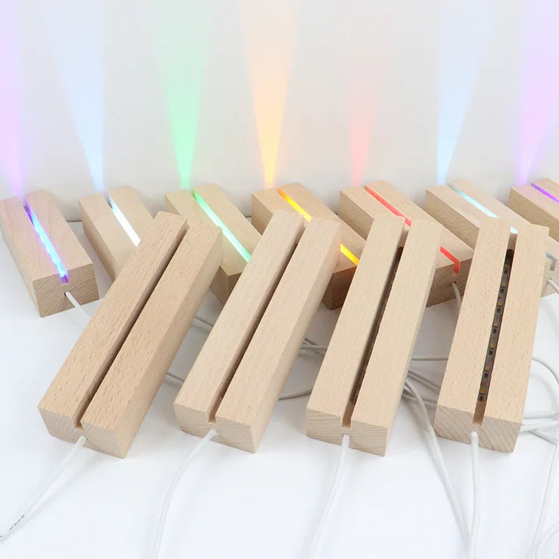PUSELIFE Laser Engraving DIY Graffiti Memo Acrylic USB LED Luminous Night Light Rectangle Wood Base Lamp Frame Warm White Light