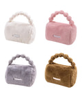 Plush Soft Makeup Bag Portable Pink Cute Fluffy Fuzzy Cosmetic Bag With Handle Zipper Makeup Tools Make up Organizer