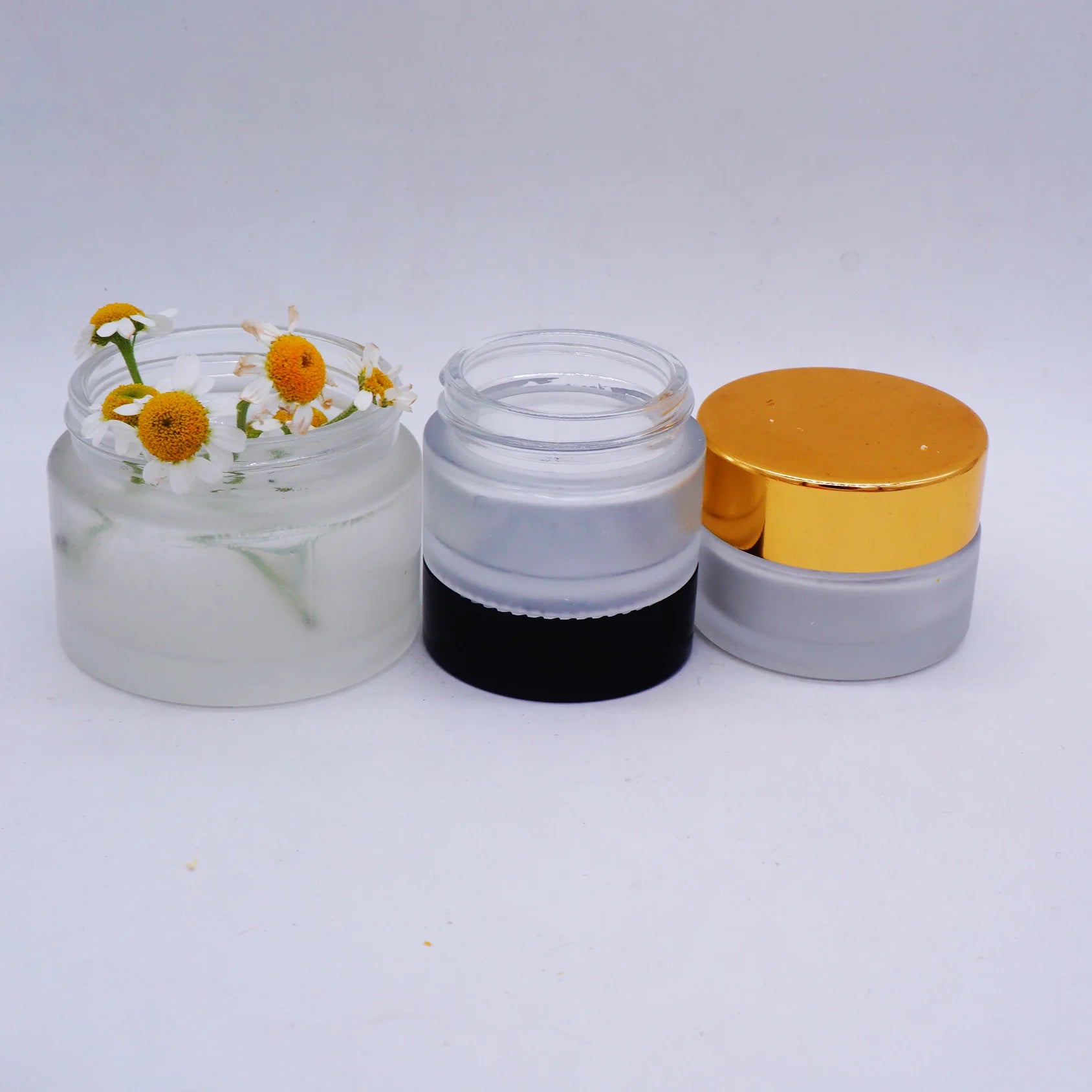 50ml Frosted Glass Jars with Gold Screw Top
