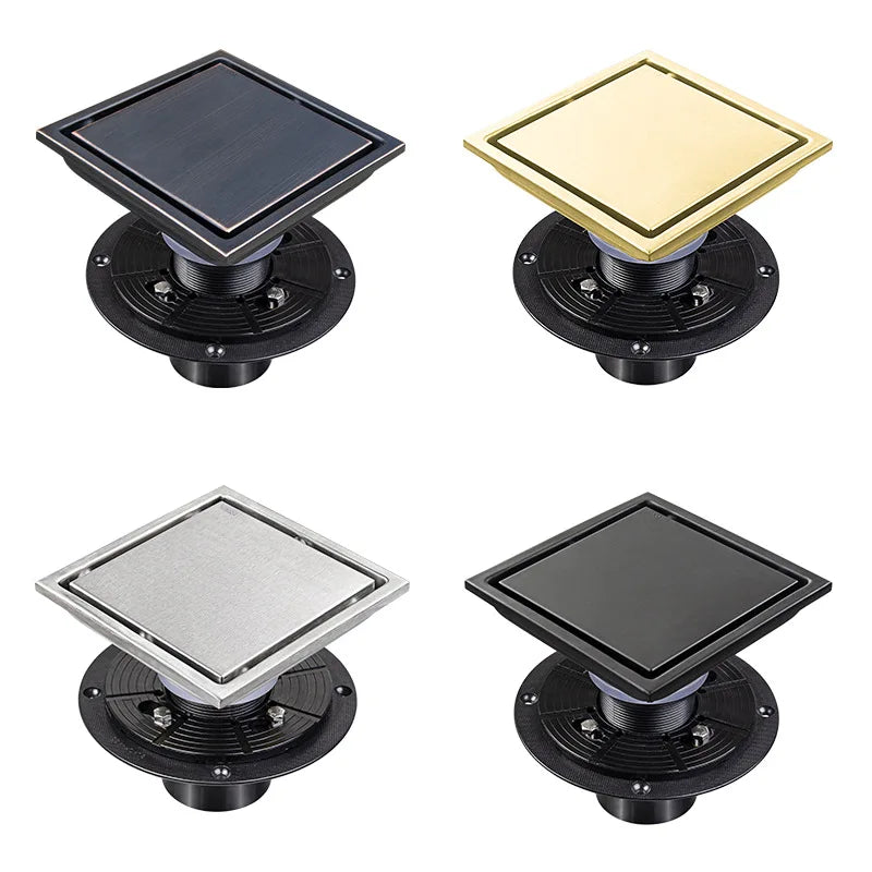Modern 4 Inch Shower Drain Stainless Steel Square Bathroom Shower Floor Drain