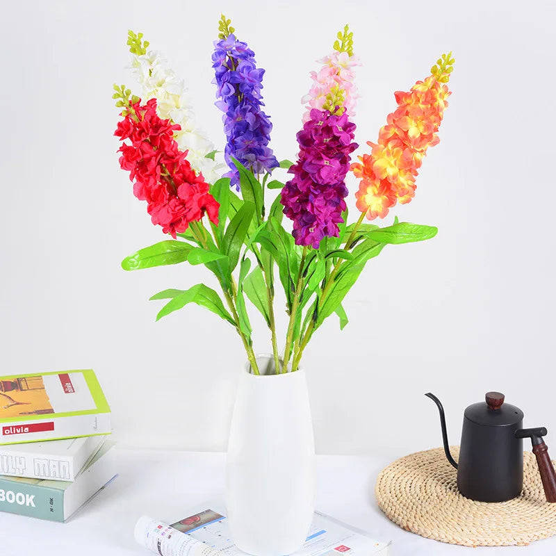 85cm Artificial Flower Garland Single Branch Hyacinth High Branch Violet Large Gladiolus Delphinium Grass Silk Flower