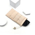 Beige Color Drawstring Down Feathers Eyeglasses Pouch Glasses Case