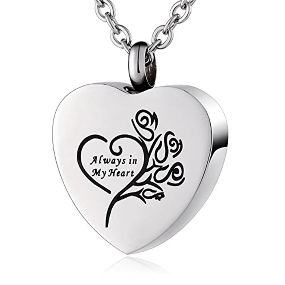 Rose Flower Children's Stainless Steel Silver Plated Heart Memento Funeral BIGGER Ash Chamber Pendant Necklace Keepsake Jewel