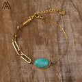 Vintage Gold Plated Chain Bracelets Designer Jewelry Stone Turquoise Amazonite Anklet Unisex Fashion Gifts