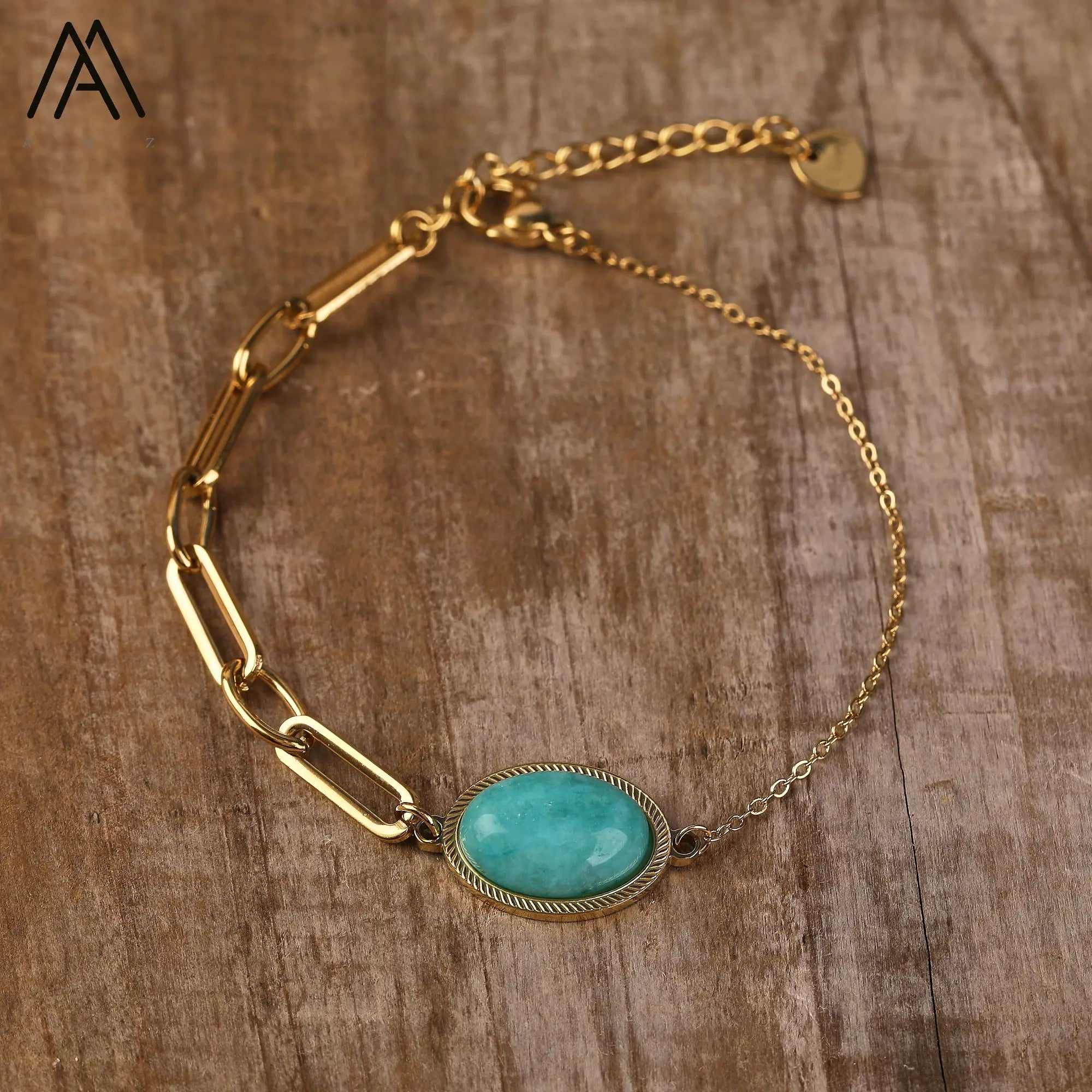 Vintage Gold Plated Chain Bracelets Designer Jewelry Stone Turquoise Amazonite Anklet Unisex Fashion Gifts