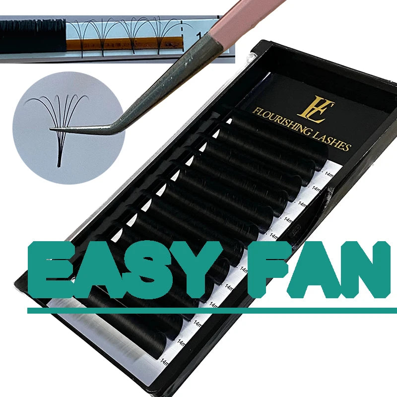 Easy Fan Eyelash Extensions Fast Fanning Blooming Volume Cashmere Mink Private Label Lash Extensions