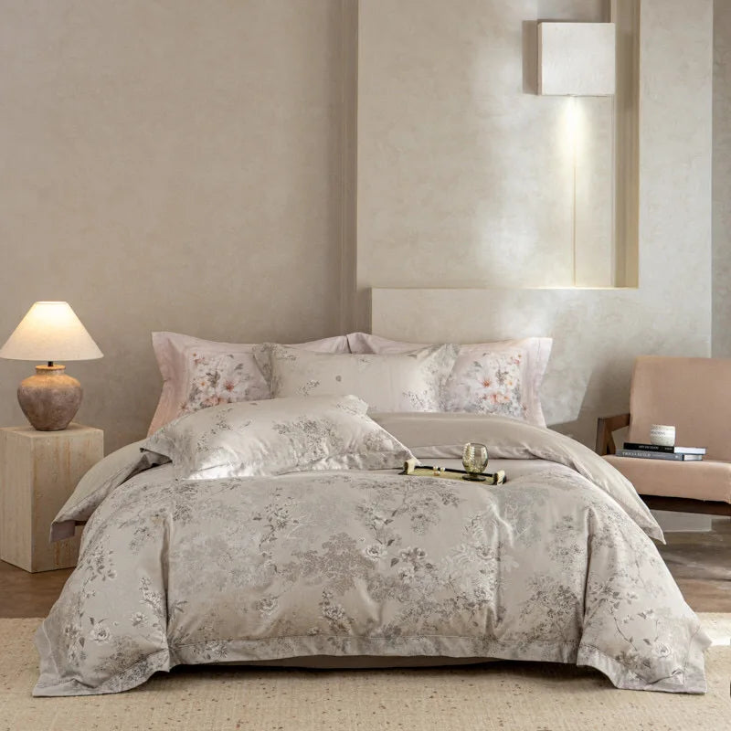 Pink Lyocell Cotton Digital Printing 4pcs Home Hotel Textiles Jacquard Comforter Duvet Cover Bedding Set Supplier