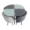 High End Space Saving Table Sets Low Seating Dining Table Sets Lacquered Glass Table Top Iron Legs With 4 Seaters Restaurant Set