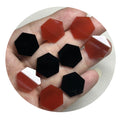 HQ GEMS Green Malachite Hight Quality Double Flat 17X17mm Hexagon Cut Red Agate Stone