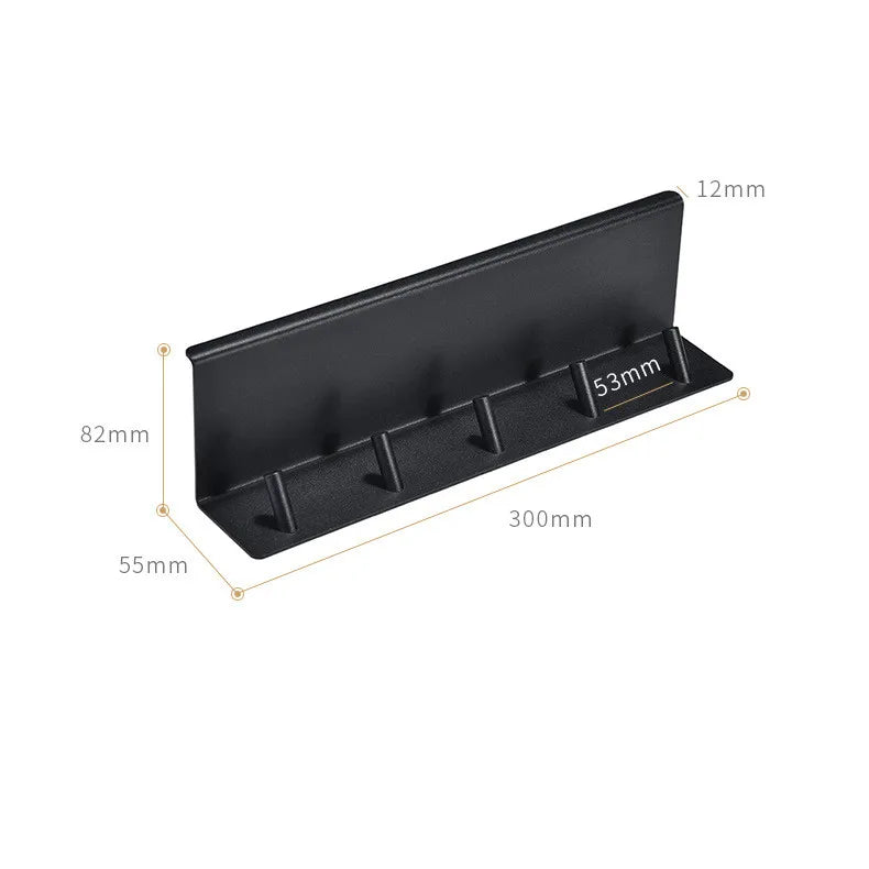 Space Aluminum Black Bathroom Row Hooks Wall Mounted Storage Rack with 5 Hooks for Clothing in Kitchen