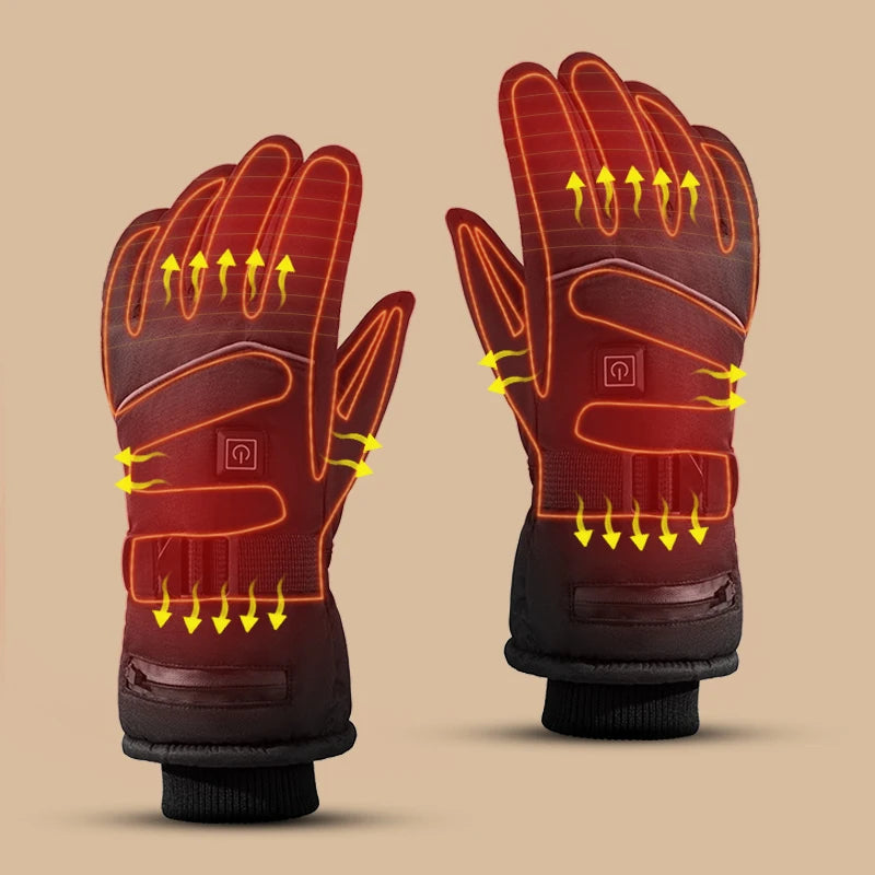 Outdoor Snowboard Motorcycle Cycling Waterproof Heating Rechargeable Battery Winter Electric Heated Ski Gloves