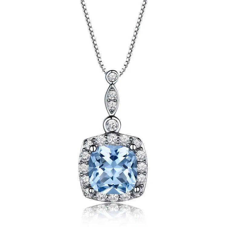 New Design Great Price square Zircon 925 Sterling Silver Jewellery Rhodium Gold Plated Necklace Fashion Jewelry