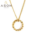 Ason Simple Fashion New Style Stainless Steel Thick and Thin Chain Necklace Circle Twist Pendant Necklace