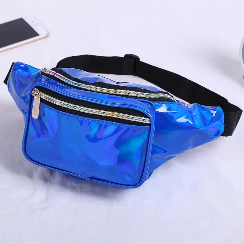 Wholesale Custom Holographic Fanny Bag for Women Laser Waist Bag with Adjustable Belt for Travel Running Crossbody Fanny Pack
