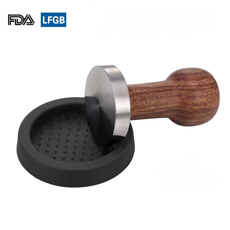 Hot Sale 51Mm 55mm Adjustable Italian Wooden Wood Handle Espresso Expresso Stainless Steel Tamper for Coffee Machine