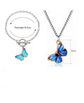 2025 Hot-selling Stainless Steel Chain Necklace/Bracelet Color Alloy Butterfly Pendant Necklace Bracelet Fine Jewelry for Girl