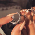 Shiny New Fashion Silver Gold Plated Girls Rhinestone Open Finger Moon Star Women Rings