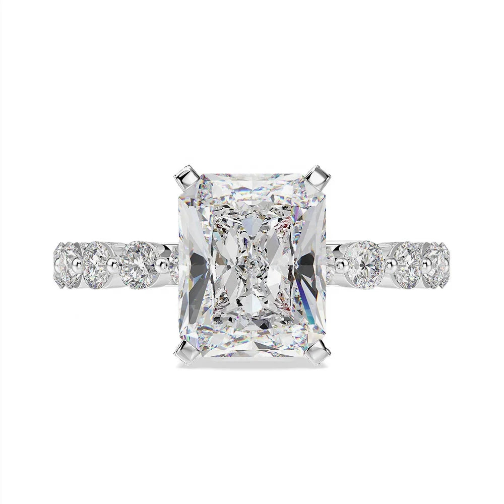 GR73 Fashion Hot Sale Luxury Wedding Engagement Big Rectangle Diamond Zircon Rings for Women Fine Jewelry Female