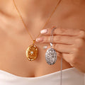 Vintage Hollow Oval Photo Frame Open Locket Pendant Necklaces Women Men Gold Silver Stainless Steel Necklace Memorial Jewelry