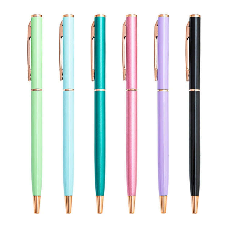JH Fashion Design Metal Ballpoint Pen Rose Gold Hardware Slim Hotel Pen