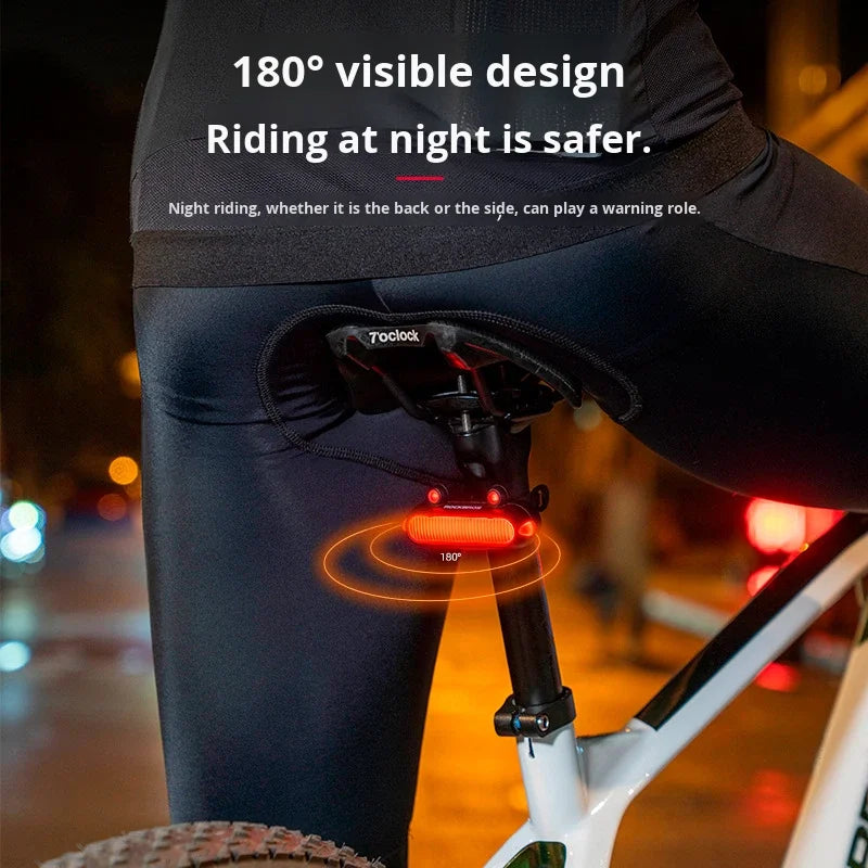Bicycle Tail Light Frog Design IPX6 Waterproof 5 Modes Quick Installation Mountain/Road Bike Night Riding Smart Warning