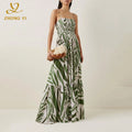 Custom Fashion Spaghetti Strap Ladies Summer Service Ball Gown Dress Dyeing Sleeveless Ruffles Beach Elegant Dresses Party Women
