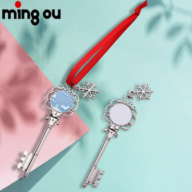 Zinc Alloy Sublimation Metal Xmas Decorations Santa Keys Christmas Ornaments