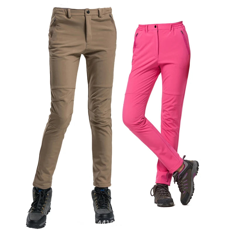 Women's Waterproof Softshell Pant Termal Fleece Lining Long Trousers Skating Skiing Windproof Winter Pants
