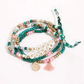 Wofish 2022 Boho HAPPY LOVE SMILE Words Mixed Colorful Seedbeads Bracelets Set with Tie Knot