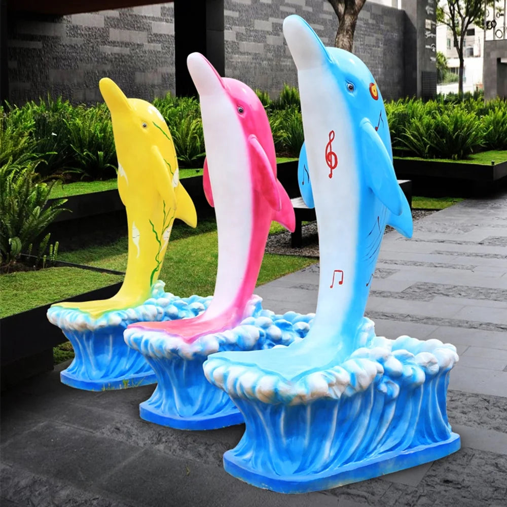 Animal Theme Park Decoration Custom Sculpture Figurine Resin Sculpture Resin Dolphin Statue