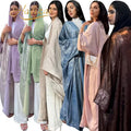 Hafizah 2026 Dubai Luxury Multi Color Shiny Satin Muslim Open Abaya Modest Kimono