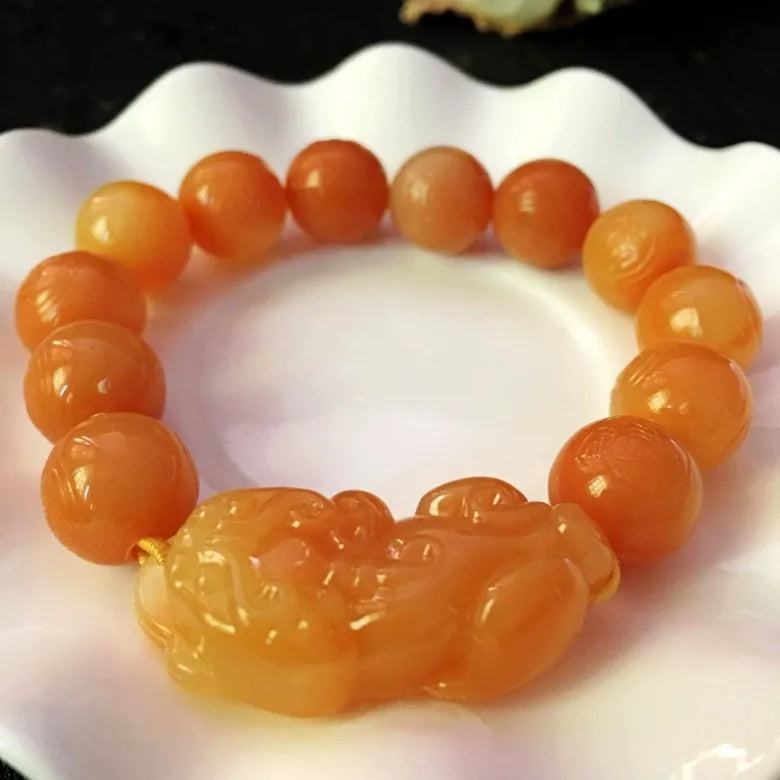 Resin Natural Color Brave Troops Stone Beads Bangles & Bracelets Fashion Jewelry Chinese Lucky Energy Bracelet for Men Gift