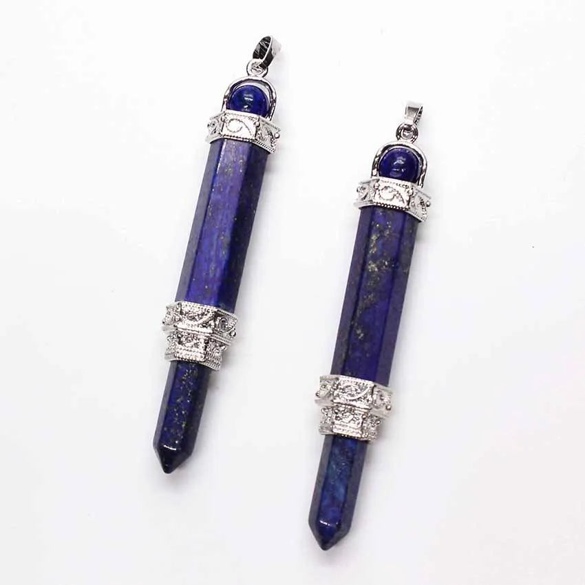 2026 Good Quality Crystal Pencil shape Lapis lazuli Pendant Wholesale Gemstone Pendants Healing Crystal Pendant