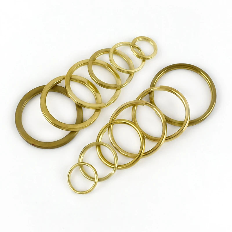 Meetee AP134 10-38mm Solid Brass Split Rings Hardware Double Loop Keyring Craft Bag Hook Connector Keys Holder Clasp Keychain