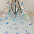 3mm Rainbow Color Butterfly Sequins New Fashion Evening Dress Fabric with Embroidery Mesh for Weddings Home Textiles Accessories