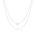 Hot Sale 925 Sterling Silver Double Layer Small Round Ball Chain Pearl Charm Necklace for Women
